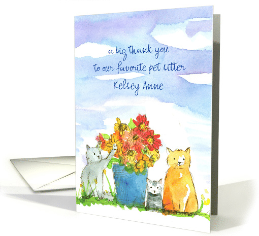 Thank You Pet Sitter Cats Kitten Custom Name card (1595364)