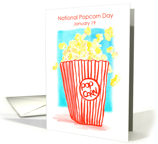 National Popcorn Day January 19 Watercolor card (1595780)