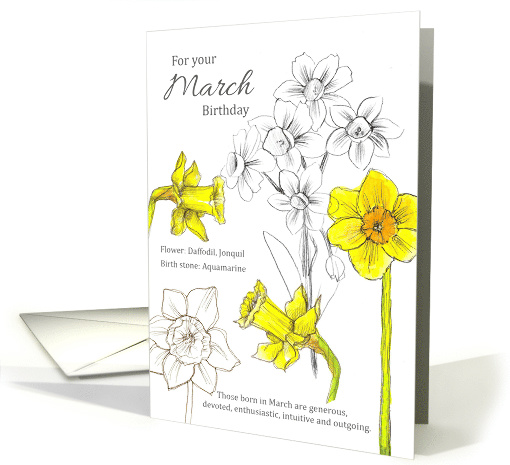 For Your March Birthday Daffodils Jonquils Botanical card (1598640)