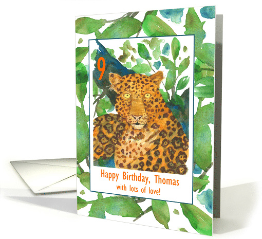 Happy 9th Birthday Jaguar Cat Wild Animal Custom Name card (1602896)