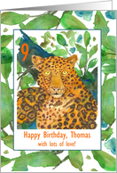 Happy 9th Birthday Jaguar Cat Wild Animal Custom Name card