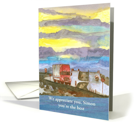 Truck Driver Thank You Desert Sunrise Custom Name card (1606390)