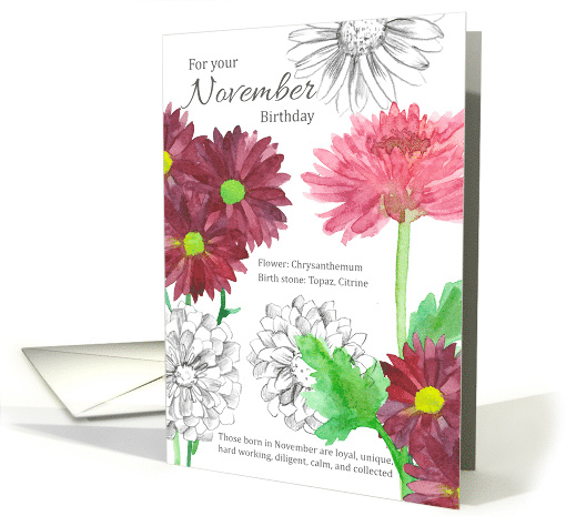 For Your November Birthday Chrysanthemum Flowers card (1608224)