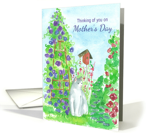Thinking Of You On Mother's Day Garden Cat Birdhouse card (1613712)