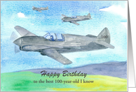 Happy 100th Birthday Vintage Military Planes Custom Name card