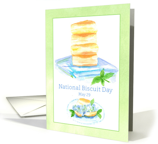 National Biscuit Day Watercolor Food Plate card (1621974)