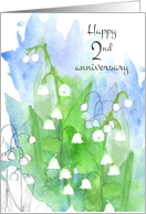Happy 2nd Anniversary Lily of the Valley Flowers card