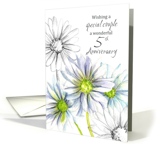 Wishing You A Wonderful Fifth Anniversary Daisy Flowers card (1633634)