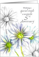 Wishing You A Wonderful Fifth Anniversary Daisy Flowers card