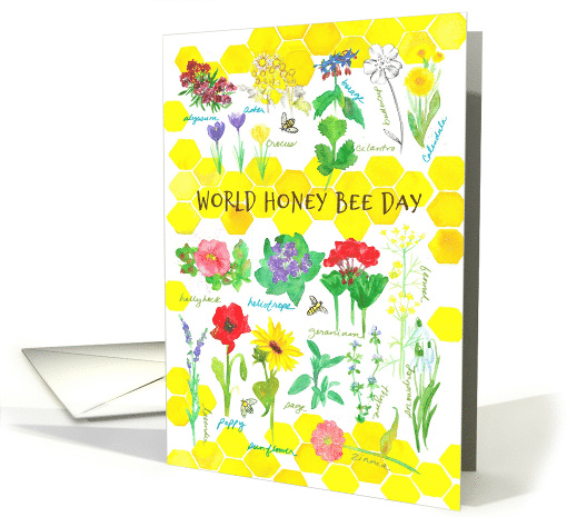 World Honey Bee Day August Plants Honeycomb card (1635130)