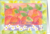 Happy 80th Birthday Autumn Apples Watercolor Fruit card