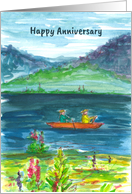 For Couple Happy Anniversary Kakak Mountain Lake Wildflowers card
