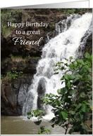 To A Great Friend Happy Birthday Waterfall Photograph card