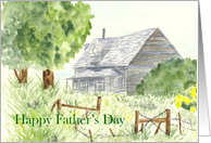 Happy Father’s Day Country Home Cabin Watercolor card