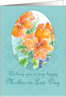 Happy Mother-in-Law Day Orange Pansy Flower Watercolor Art card