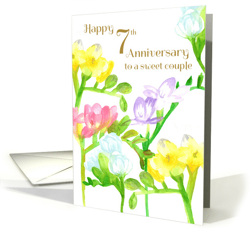 Happy 7th Anniversary Sweet Couple Freesia Flowers card (1647214)