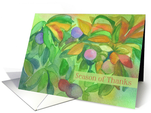 Season Of Thanks Autumn Leaves Plums Fruit Tree card (1654066)