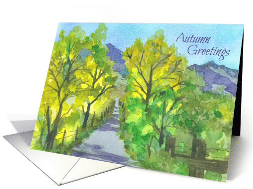 Autumn Greetings Fall Trees Mountain Landscape card (1654074)