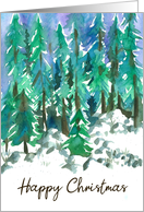 Happy Christmas Winter Snow Forest Landscape card