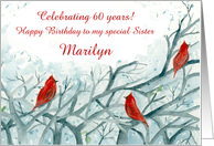 Happy Christmas Birthday Cardinal Birds Winter Trees Custom card