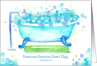 National Bubble Bath Day January 8 Vintage Clawfoot Tub card