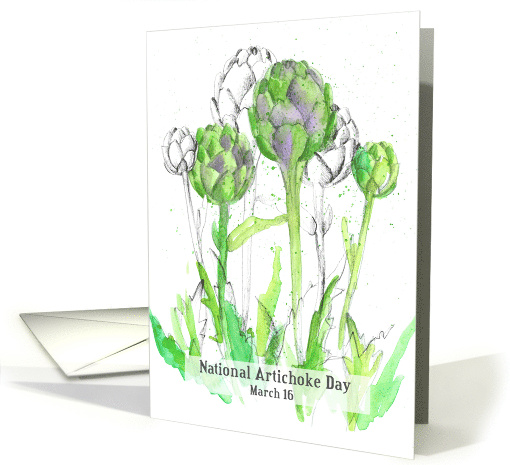 National Artichoke Day March 16 Vegetable Food Spatter Effect card