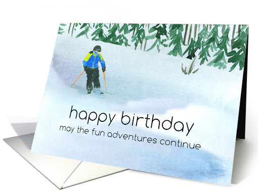 Skiing Sports Happy Birthday Fun Adventures Winter Snow card (1676010)