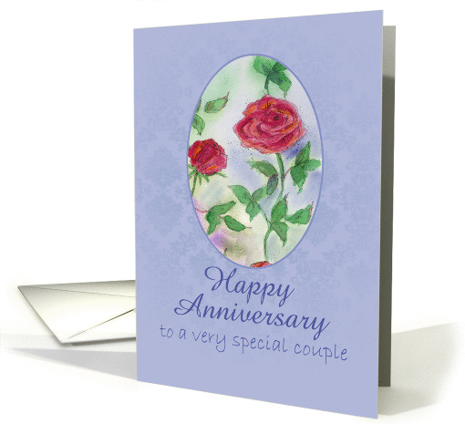 Happy Anniversary Special Couple Red Roses Watercolor Art card