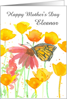 Happy Mother’s Day California Poppy Butterfly Spatter Effect Custom card