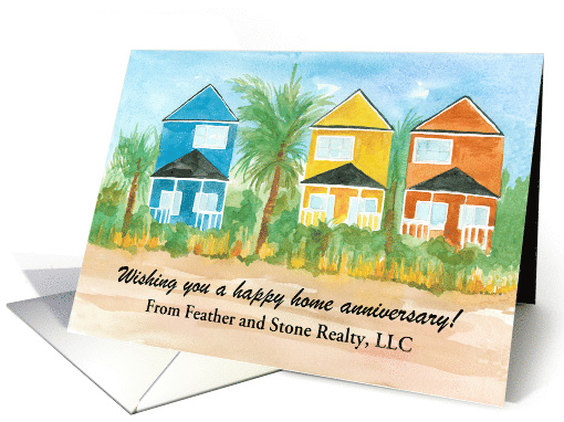 Happy First Home Anniversary Real Estate Beach House Custom Name card