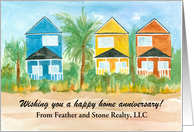 Happy First Home Anniversary Real Estate Beach House Custom Name card