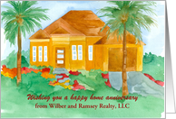 Happy First Home Anniversary Real Estate Custom Name Tropical card
