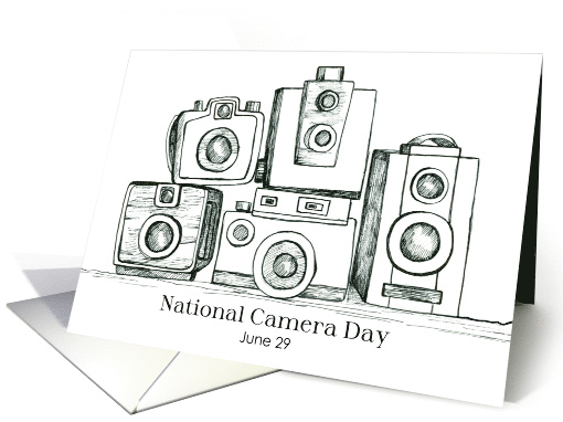 National Camera Day June 29 Black Pen and Ink Sketch card (1687920)