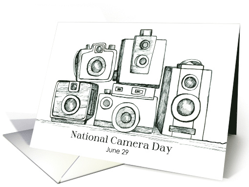 National Camera Day June 29 Black Pen and Ink Sketch card (1687920)
