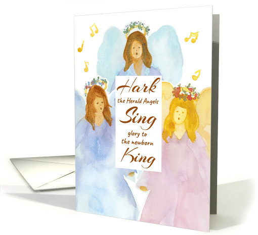 Hark The Herald Angels Sing Christian Christmas Religious Holiday card