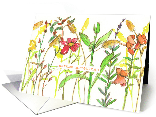 Autumn Greetings Watercolor Wildflowers Season card (1694112)