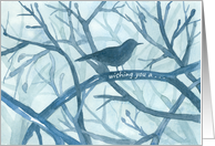 Wishing You A Peaceful New Year Bird Winter Forest card