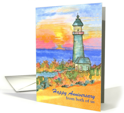 Happy Anniversary From Both Of Us Lighthouse Sunset card (1695662)