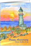 Happy Anniversary From Both Of Us Lighthouse Sunset card