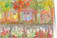 New Home Congratulations Watercolor Houses Neighborhood card