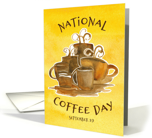 National Coffee Day September 29 Watercolor Mugs card (1703458)