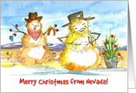 Merry Christmas From Nevada Tumbleweed Snowman card