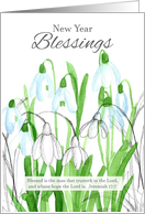 New Year Blessings Snowdrops Flowers Bible Verse Jeremiah card