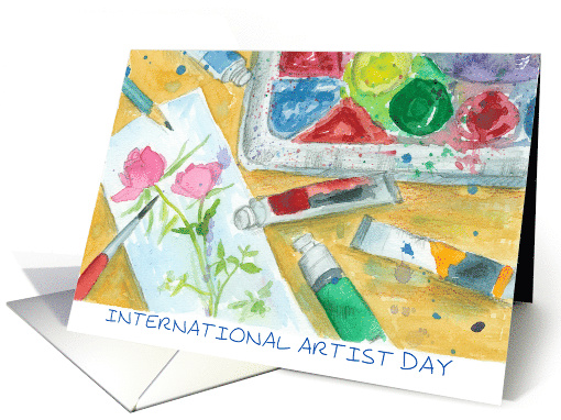 International Artist Day October 25 Watercolor Painting card (1708142)