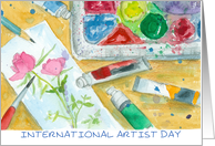 International Artist Day October 25 Watercolor Painting card