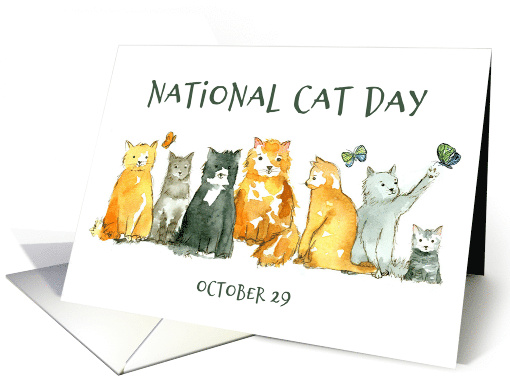 National Cat Day October 29 Butterflies Kitten card (1708878)