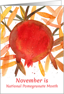November National Pomegranate Month Watercolor Fruit Spatter Effect card