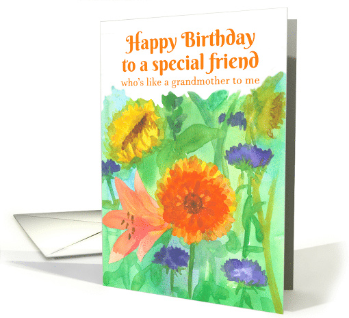 Happy Birthday Friend Who's Like A Grandmother To Me Flowers card