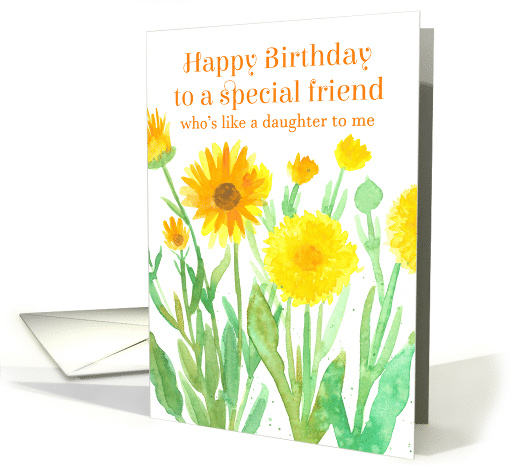 Happy Birthday Friend Who's Like A Daughter To Me Flowers Spatter card