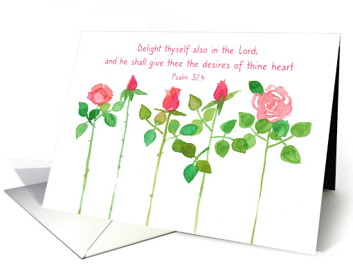 Happy Valentine's Day Bible Verse Psalm 37 4 Roses card (1713790)